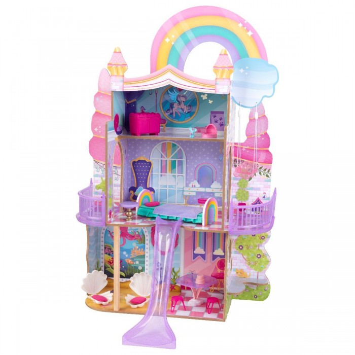 Casuta Unicorn Curcubeu Sirena DollHouse KidKraft -  Unicorn Marmade Rainbow Dreamers KidKraft - Casuta din lemn de joaca pentru printese